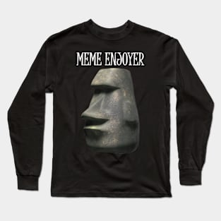 Meme Enjoyer Funny Moai Emoji Long Sleeve T-Shirt